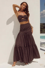 Ayla Maxi Skirt - Choc/Lemon Polka