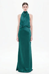 Misha Cameron Satin Dress - Teal Blue