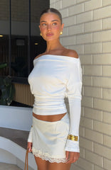 Another Time Cinched Waist Long Sleeve Top White