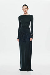 Misha Glacier Cupro Long Sleeve Maxi Dress - Black