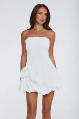 Untamed Paradise Strapless Bubble Mini Dress White