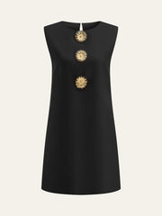 Metal Decor Sleeveless Mini Dress