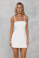 Signature Glow Satin Mini Dress White