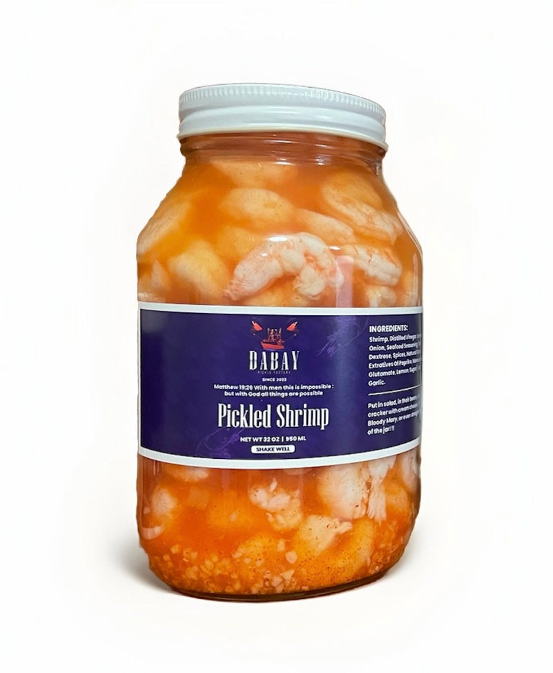 Pickled Shrimp | 32oz Jar Ready To Eat Marinated Shrimp Seafood Snack