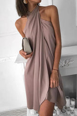 Saelina – Cross Halter Dress with Wrap Detail