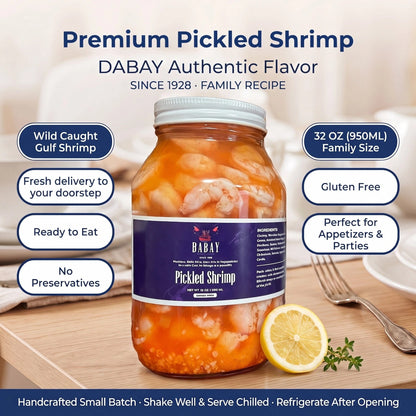Pickled Shrimp | 32oz Jar Ready To Eat Marinated Shrimp Seafood Snack