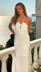 Elodie Crotchet Maxi Dress - White