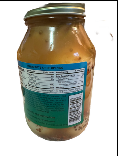Da Bay Pickle Factory + Crazy Cajun Fat Eggs Snack - 32 FL OZ + 12 Fat Chicken Eggs & Jalapeños Cajun Seasoning - Foods