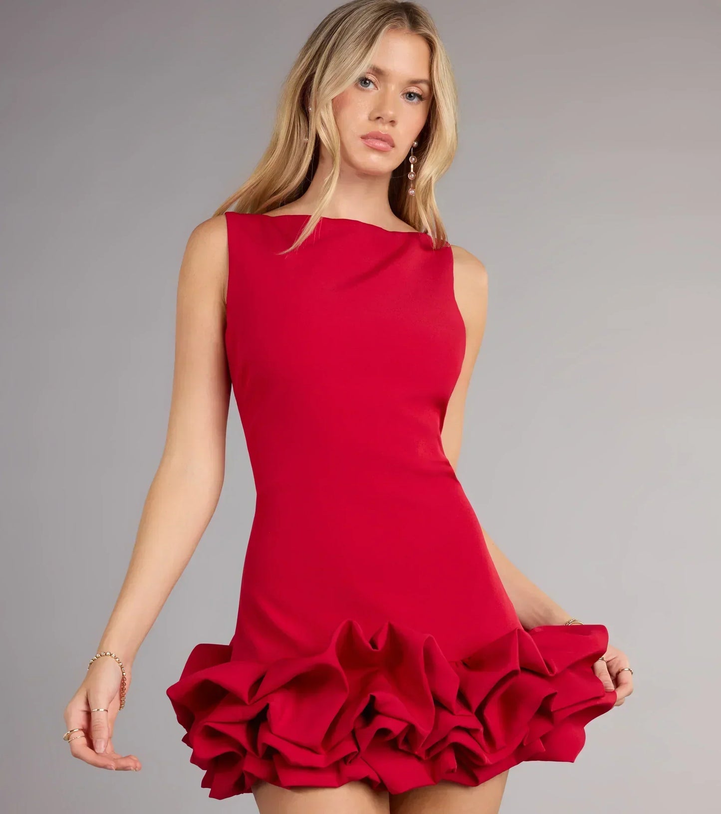 Ellerie Low Back Ruffle Bubble Short Dress
