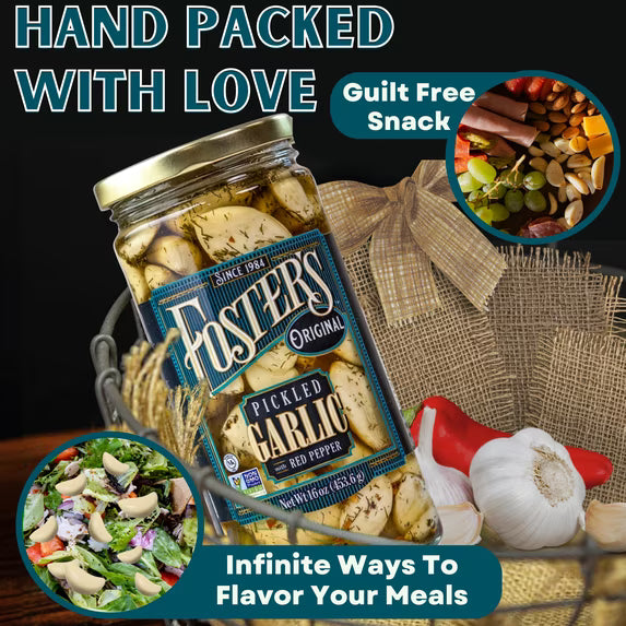 Crunchy Spicy Pickled Garlic with Red Pepper | Ready-to-Eat Fermented Garlic Condiment Made In USA
