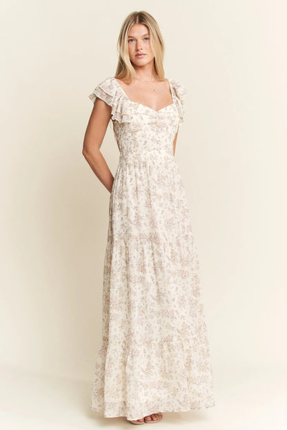 Jade By Jane Full Size Ruffle Sleeve Tiered Maxi Dress Plus Size