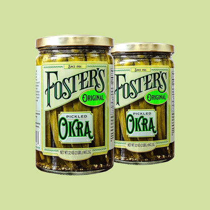Foster's Since 1984 Pickled Okra in Jar, Original, 16oz, 2 Pack | Traditional Pickled Vegetables Recipe for over 40 years, Low Calorie Snack, Gluten Free, Fat and Preservative Free Pickles