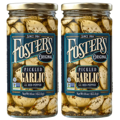 Crunchy Spicy Pickled Garlic with Red Pepper | Ready-to-Eat Fermented Garlic Condiment Made In USA