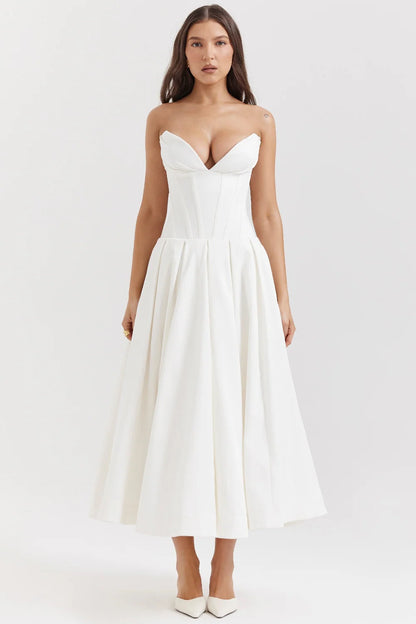 Livette - Strapless Corset Midi Dress