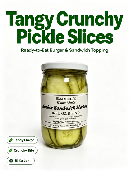 Tangy Crunchy Kosher Dill Pickle Slices | Burger Sandwich Hot Dog Topping Ready To Eat Pickled Cucumber Slices 16oz Jar