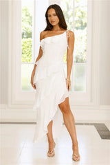 Embrace The Dream One Shoulder Midi Dress White