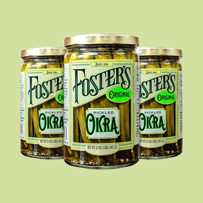 Foster's Since 1984 Pickled Okra in Jar, Original, 16oz, 2 Pack | Traditional Pickled Vegetables Recipe for over 40 years, Low Calorie Snack, Gluten Free, Fat and Preservative Free Pickles