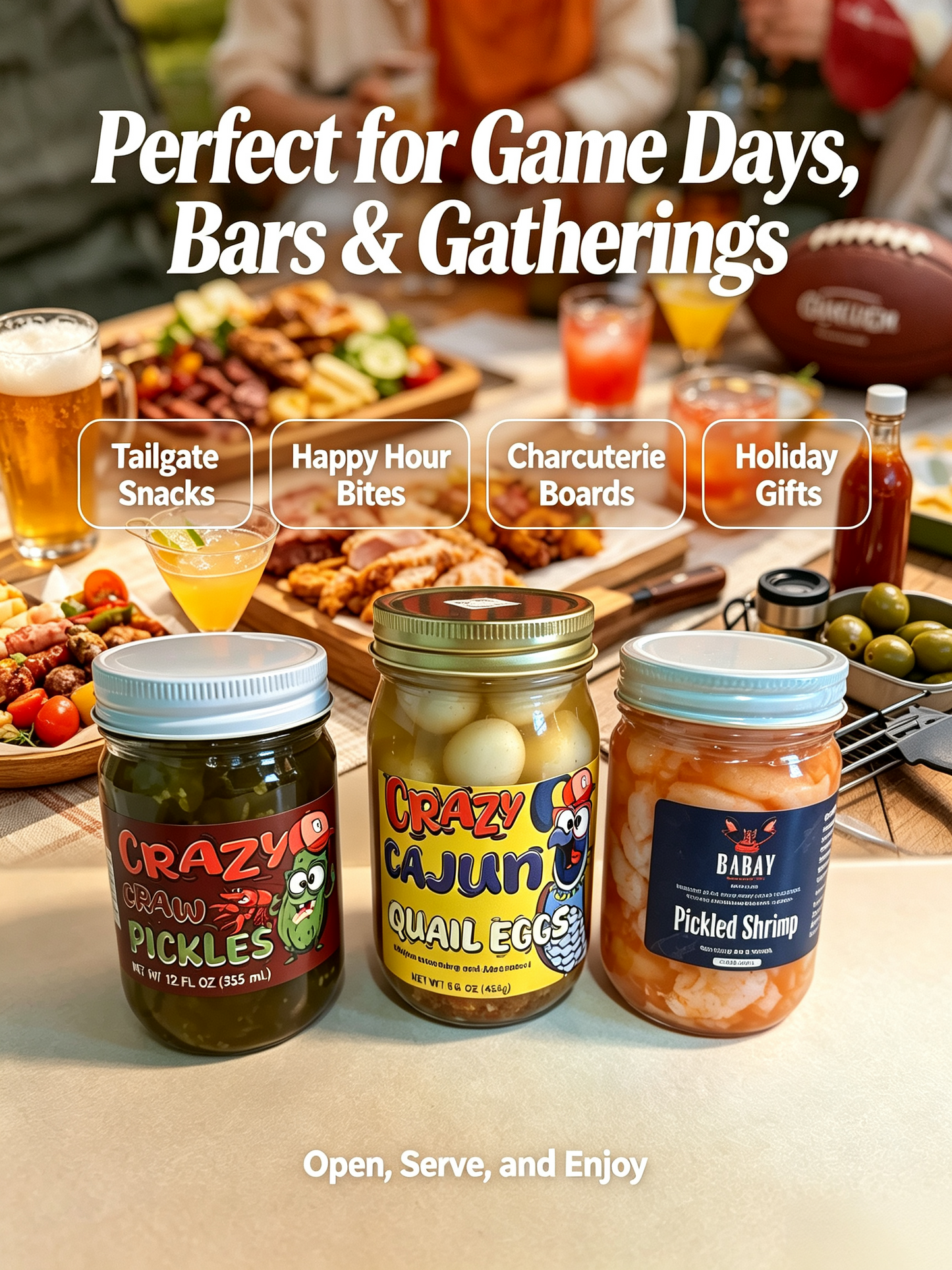Cajun Spicy Pickled 3-Jar Bundle (Shrimp / Quail Eggs / Spicy Pickles)