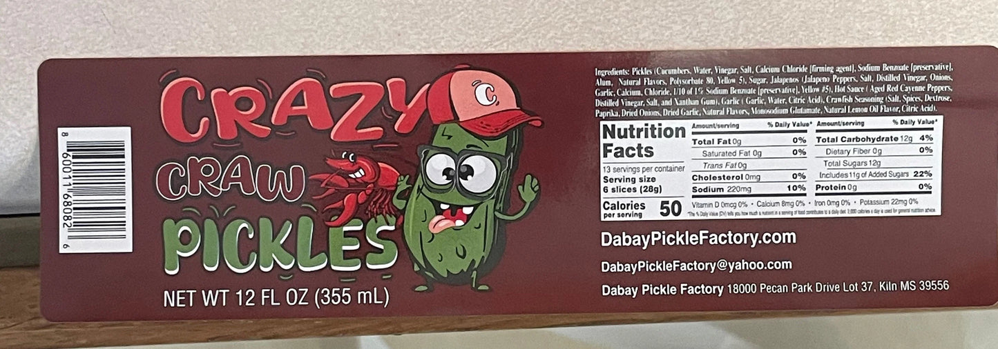 Homemade Cajun Crawfish Spicy Pickles 12 FL OZ, Multi-Purpose Savory Pickle Snack