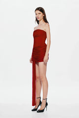 Misha Ember Wrapped Mini Dress - Cherry