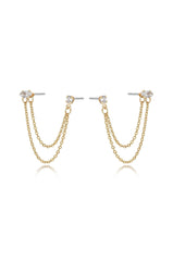 Double Piercing Chain Dangle Earrings - Clear
