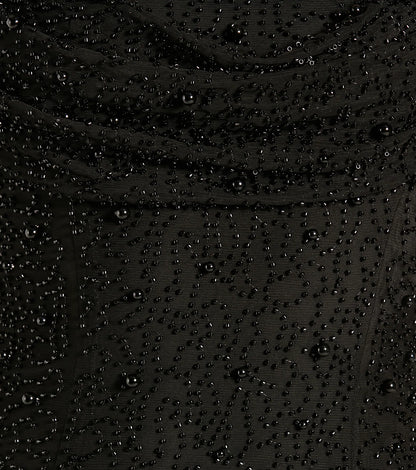 Klara Cowl Neck Faux Pearl Bead Column Dress