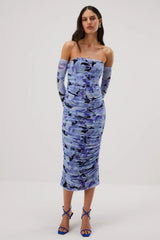 Misha Cosimo Mesh Dress With Gloves - Water Color Floral